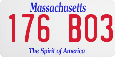 MA license plate 176BO3