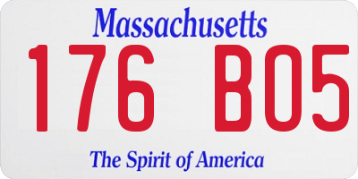 MA license plate 176BO5