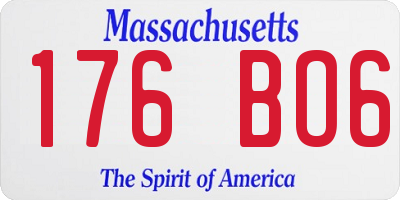 MA license plate 176BO6