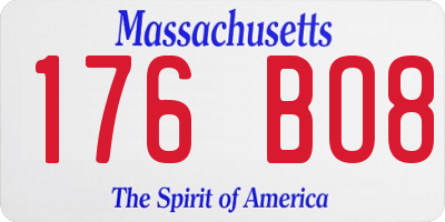 MA license plate 176BO8