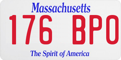 MA license plate 176BP0