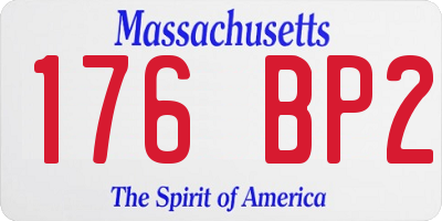 MA license plate 176BP2