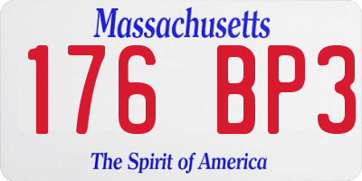 MA license plate 176BP3