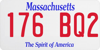 MA license plate 176BQ2