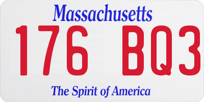MA license plate 176BQ3