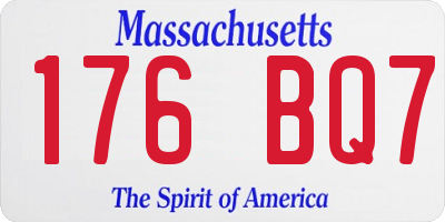 MA license plate 176BQ7