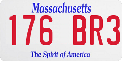 MA license plate 176BR3