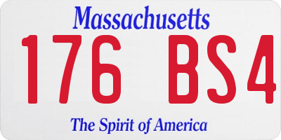 MA license plate 176BS4
