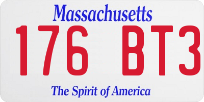 MA license plate 176BT3
