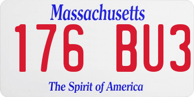 MA license plate 176BU3