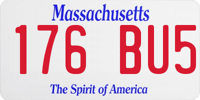 MA license plate 176BU5