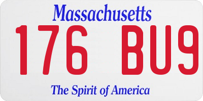 MA license plate 176BU9