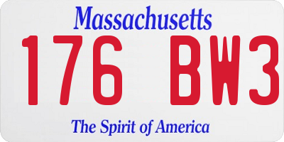 MA license plate 176BW3