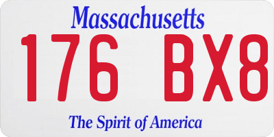 MA license plate 176BX8