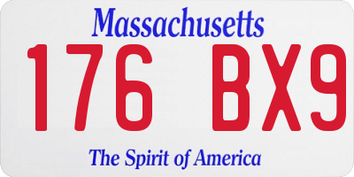 MA license plate 176BX9