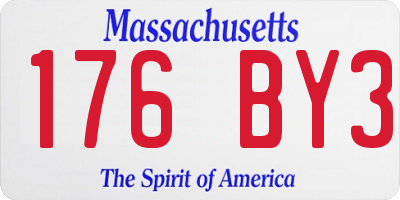 MA license plate 176BY3