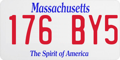 MA license plate 176BY5