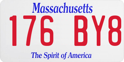 MA license plate 176BY8