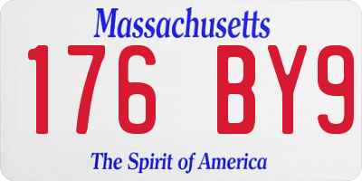 MA license plate 176BY9