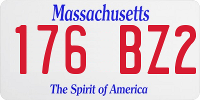 MA license plate 176BZ2