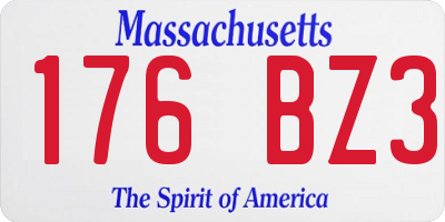 MA license plate 176BZ3