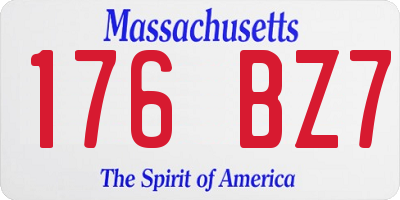 MA license plate 176BZ7