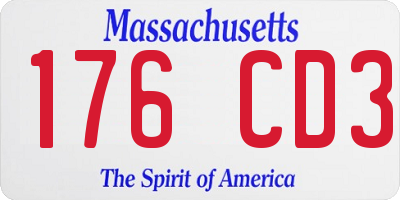 MA license plate 176CD3