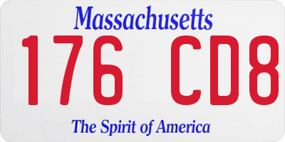 MA license plate 176CD8