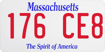 MA license plate 176CE8