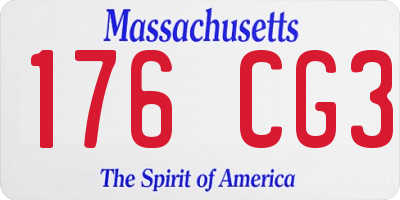 MA license plate 176CG3
