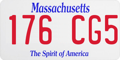 MA license plate 176CG5