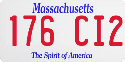 MA license plate 176CI2
