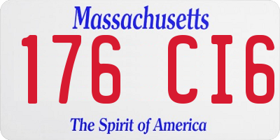 MA license plate 176CI6