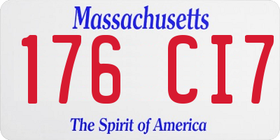 MA license plate 176CI7