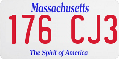 MA license plate 176CJ3