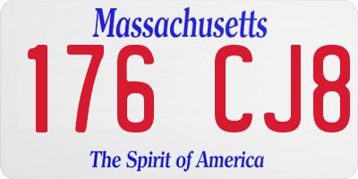MA license plate 176CJ8