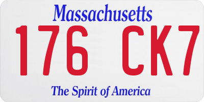MA license plate 176CK7