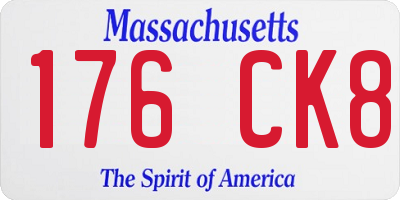 MA license plate 176CK8
