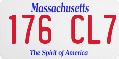 MA license plate 176CL7