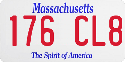 MA license plate 176CL8