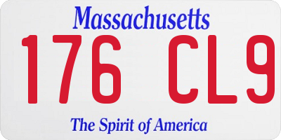 MA license plate 176CL9