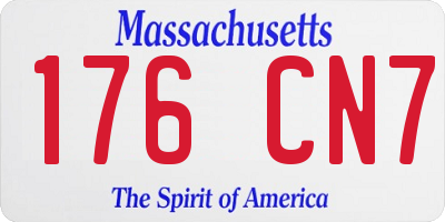 MA license plate 176CN7