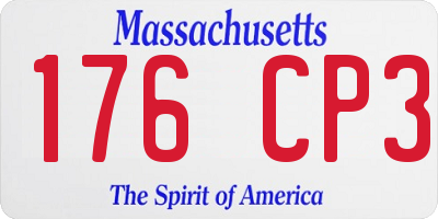 MA license plate 176CP3