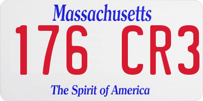 MA license plate 176CR3