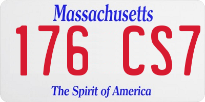 MA license plate 176CS7