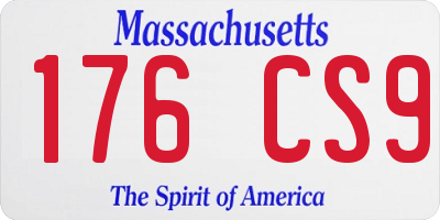 MA license plate 176CS9