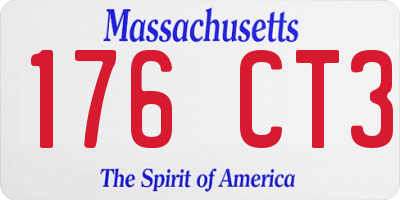 MA license plate 176CT3