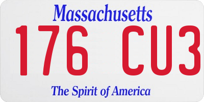 MA license plate 176CU3