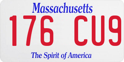 MA license plate 176CU9