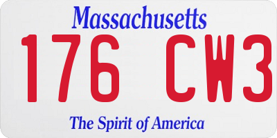 MA license plate 176CW3